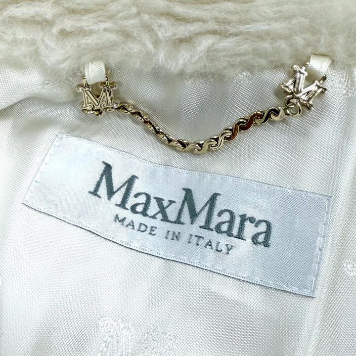 極美品★Max Mara マックスマーラ 2023年製 24147311416 テディベア アルパカ ウール混 ケープ ポンチョ 白 SM 正規品 ガーメント付