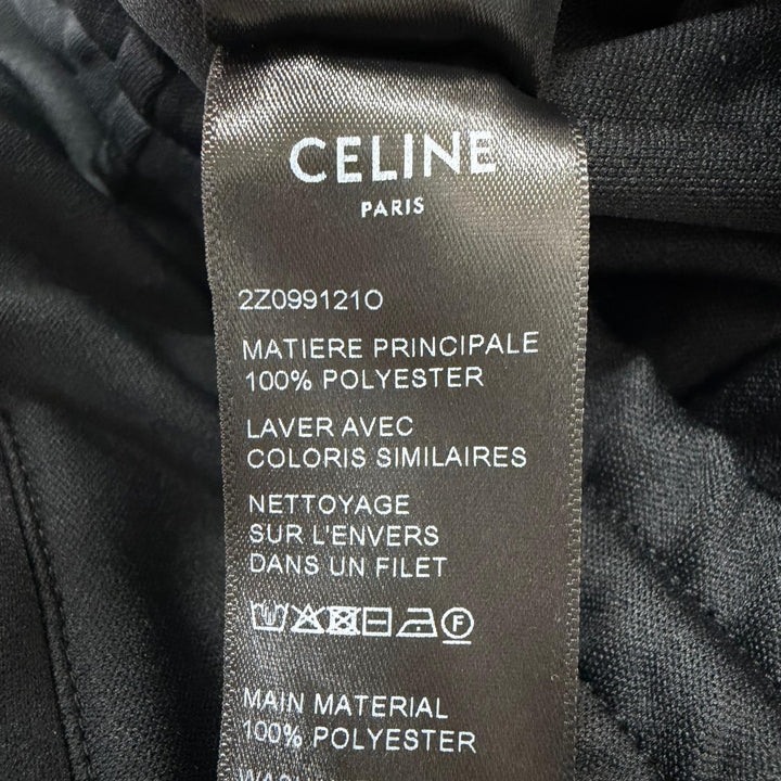 美品□CELINE セリーヌ 2Z099121O ロゴ刺繍 ダブルフェイス サイドライン トラックパンツ ブラック ホワイト S イタリア製 正規品 メンズ