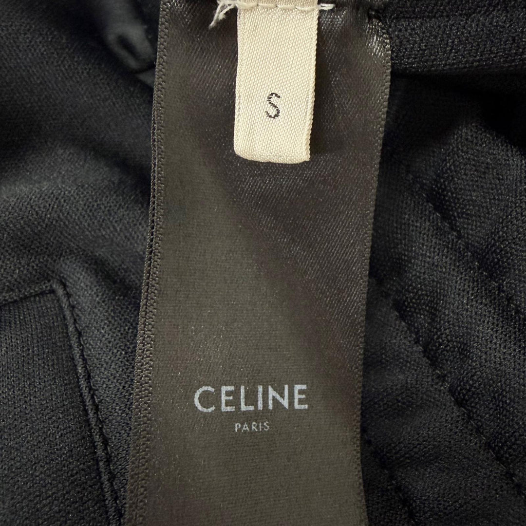 美品□CELINE セリーヌ 2Z099121O ロゴ刺繍 ダブルフェイス サイドライン トラックパンツ ブラック ホワイト S イタリア製 正規品 メンズ