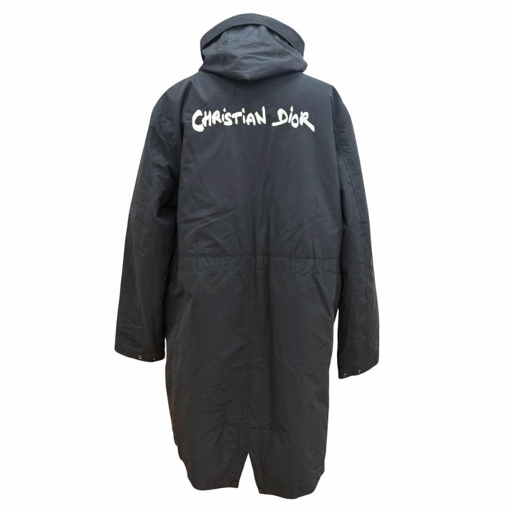 美品▼DIOR ディオール オム 24AW 413C303B6281 バックロゴ刺繍 フーデッド 中綿入り WZIPUP ロングジャケット コート IT 50 正規品 伊製