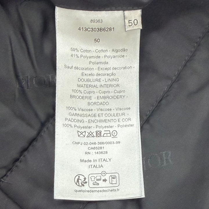 美品▼DIOR ディオール オム 24AW 413C303B6281 バックロゴ刺繍 フーデッド 中綿入り WZIPUP ロングジャケット コート IT 50 正規品 伊製
