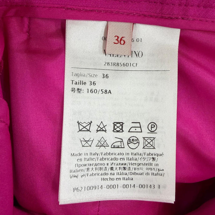 極美品☆VALENTINO ヴァレンティノ 2B3RB5601CF ウール シルク ロックスタッズ センタープレス フレアパンツ ピンク 36 伊製 正規品