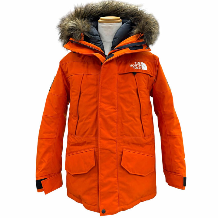 良品▼THE NORTH FACE ザ・ノースフェイス ND91807 Antarctica PARKA GORE-TEX ロゴ刺繍 ファー付 フーデッド ダウンジャケット S 正規品