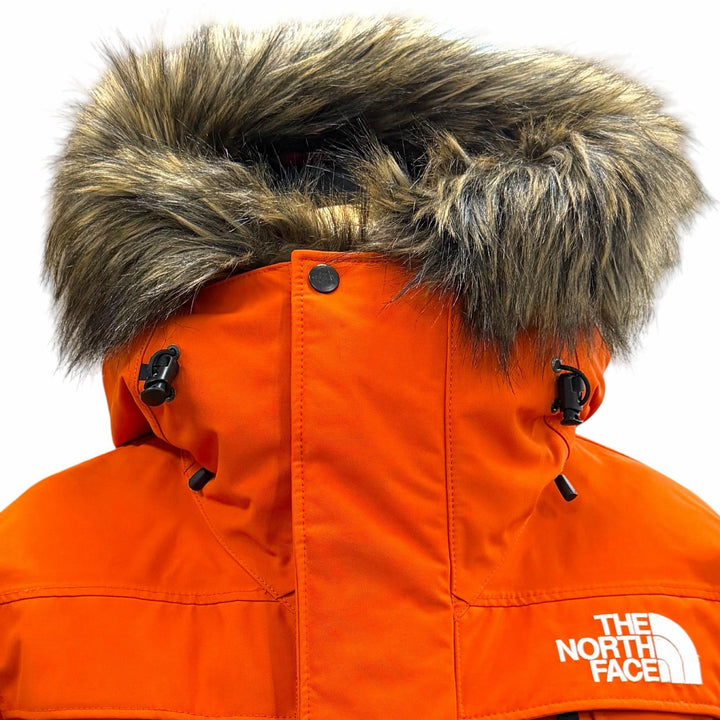 良品▼THE NORTH FACE ザ・ノースフェイス ND91807 Antarctica PARKA GORE-TEX ロゴ刺繍 ファー付 フーデッド ダウンジャケット S 正規品