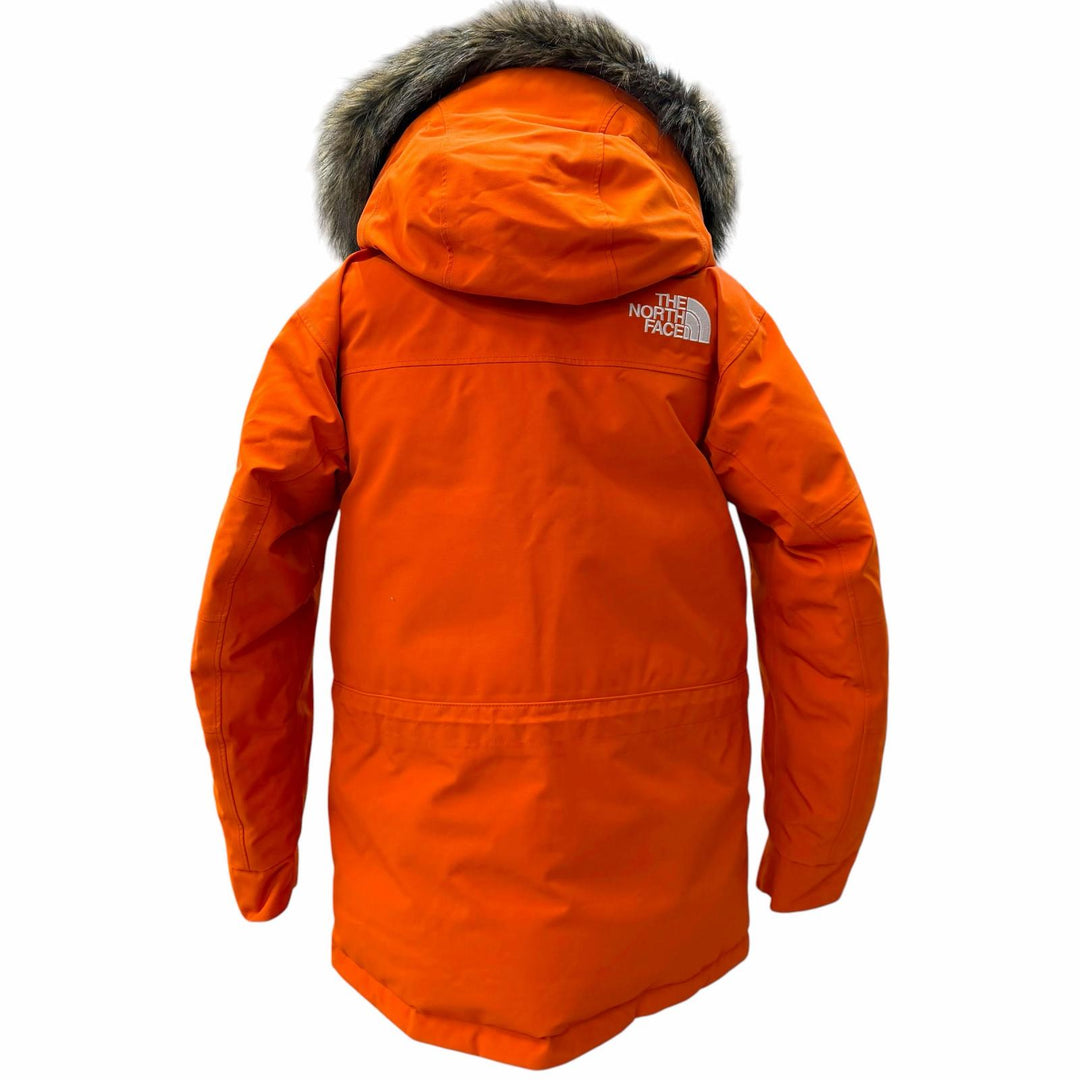 良品▼THE NORTH FACE ザ・ノースフェイス ND91807 Antarctica PARKA GORE-TEX ロゴ刺繍 ファー付 フーデッド ダウンジャケット S 正規品