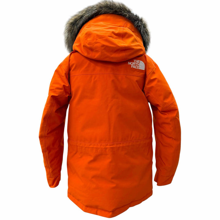良品▼THE NORTH FACE ザ・ノースフェイス ND91807 Antarctica PARKA GORE-TEX ロゴ刺繍 ファー付 フーデッド ダウンジャケット S 正規品