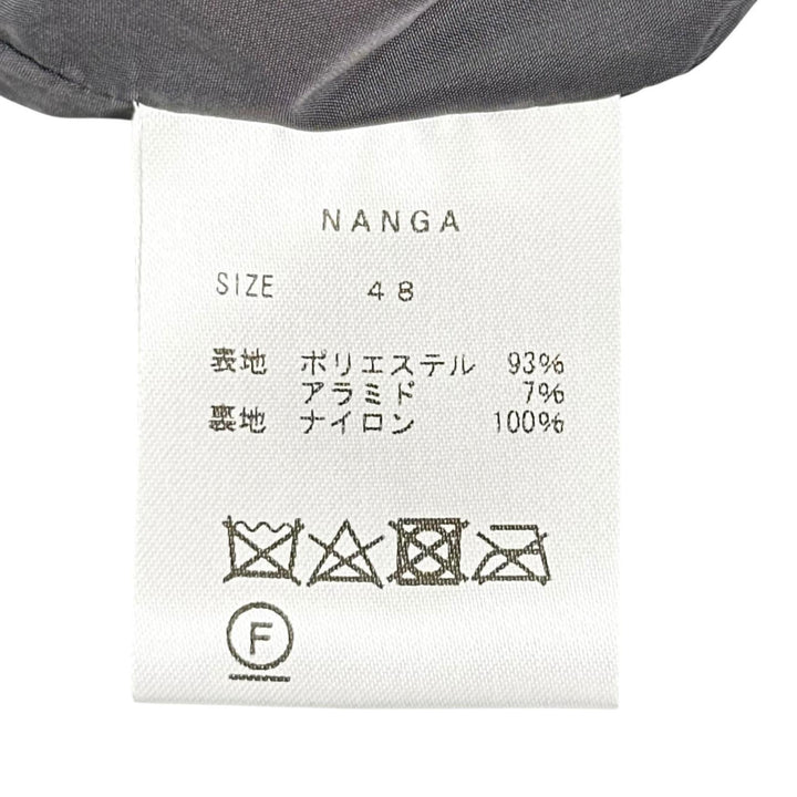 美品▲NANGA ナンガ ロゴ刺繍 ドローコード付 ジップアップ マウンテンジャケット マウンテンパーカー ダークグレー 48 正規品 メンズ