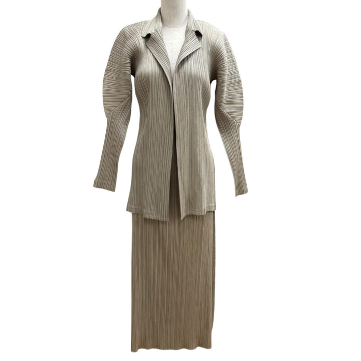 極美品★PLEATS PLEASE プリーツプリーズ イッセイミヤケ PP23-JD501 PP14-JG694 セットアップ ジャケット:3 スカート:2 正規品