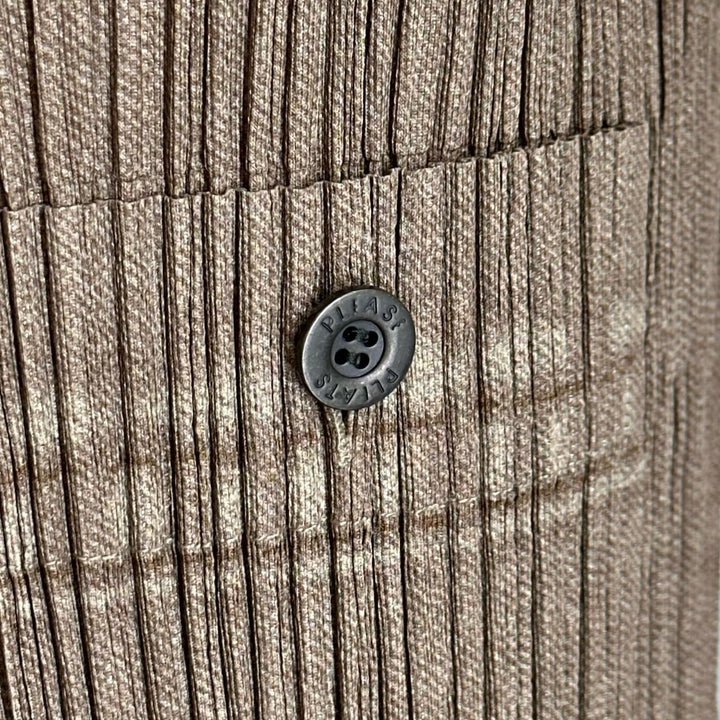 極美品▲PLEATS PLEASE プリーツプリーズ イッセイミヤケ PP14-JH266 ノースリーブ ワンピース ブラウン 4 日本製 正規品 レディース