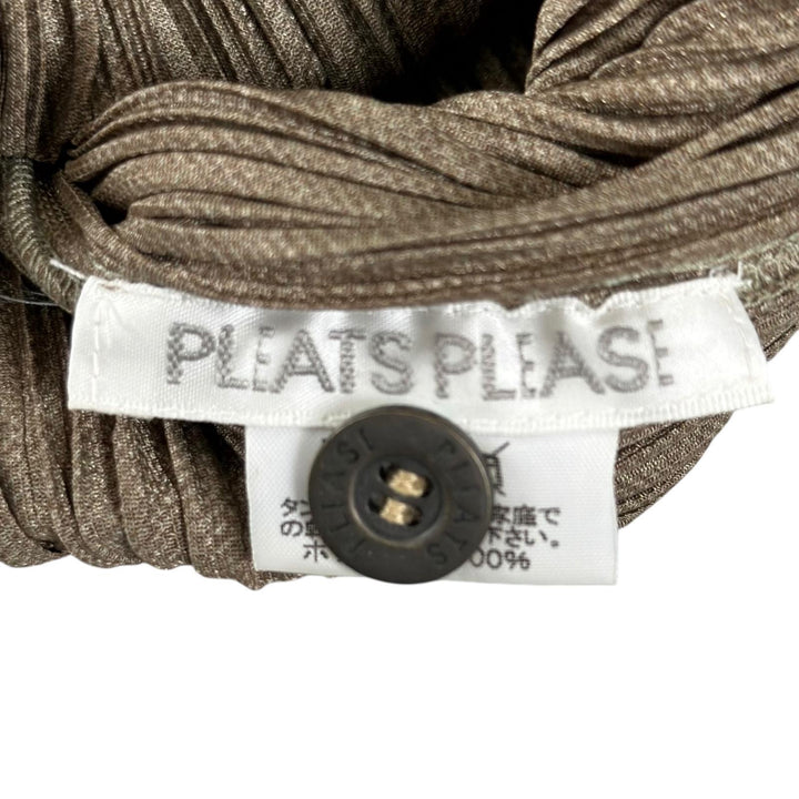 極美品▲PLEATS PLEASE プリーツプリーズ イッセイミヤケ PP14-JH266 ノースリーブ ワンピース ブラウン 4 日本製 正規品 レディース