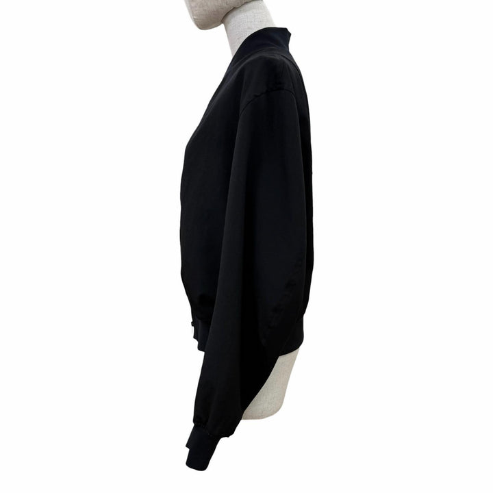 極美品☆Yohji Yamamoto ヨウジヤマモト FV-J21-100 ウール スパンコール ロゴ デザイン ボンバージャケット ブルゾン ブラック 3 正規品