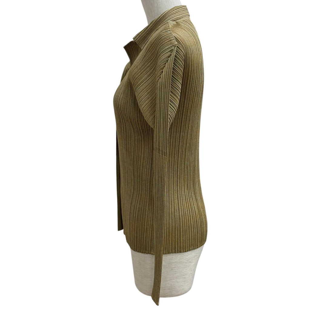 極美品★PLEATS PLEASE プリーツプリーズ イッセイミヤケ PP89-Jk724/PP84-JF743 セットアップ カーキ系 トップス：3 パンツ：2 正規品