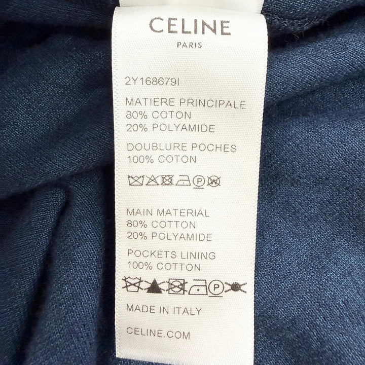 美品△CELINE セリーヌ 2Y168679I コットン トリオンフ ベルベット トラックジャケット ネイビー M イタリア製 正規品 メンズ