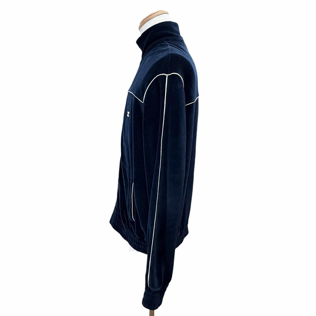 美品△CELINE セリーヌ 2Y168679I コットン トリオンフ ベルベット トラックジャケット ネイビー M イタリア製 正規品 メンズ