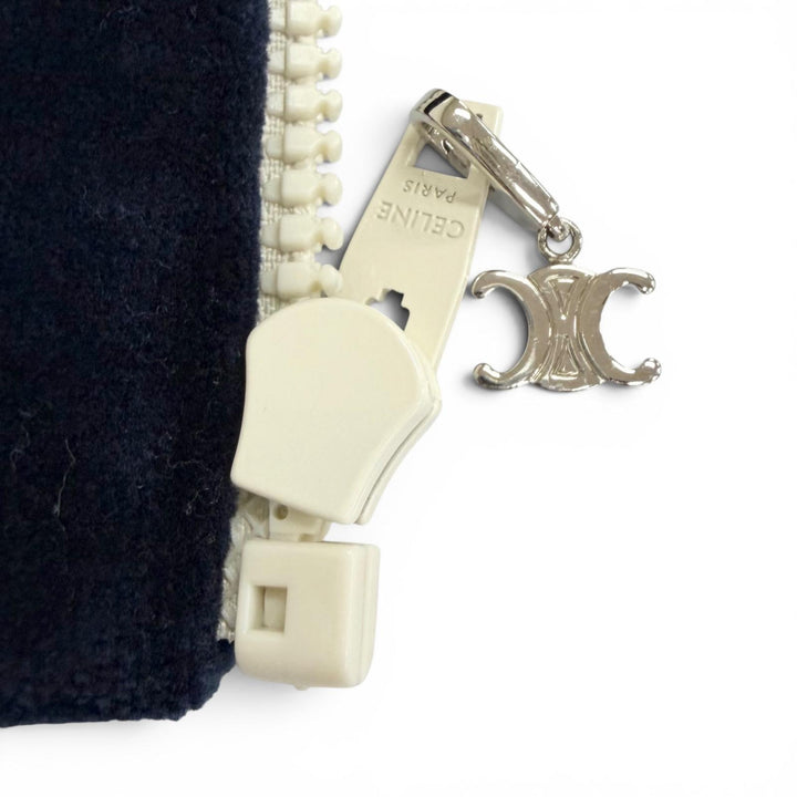 美品△CELINE セリーヌ 2Y168679I コットン トリオンフ ベルベット トラックジャケット ネイビー M イタリア製 正規品 メンズ