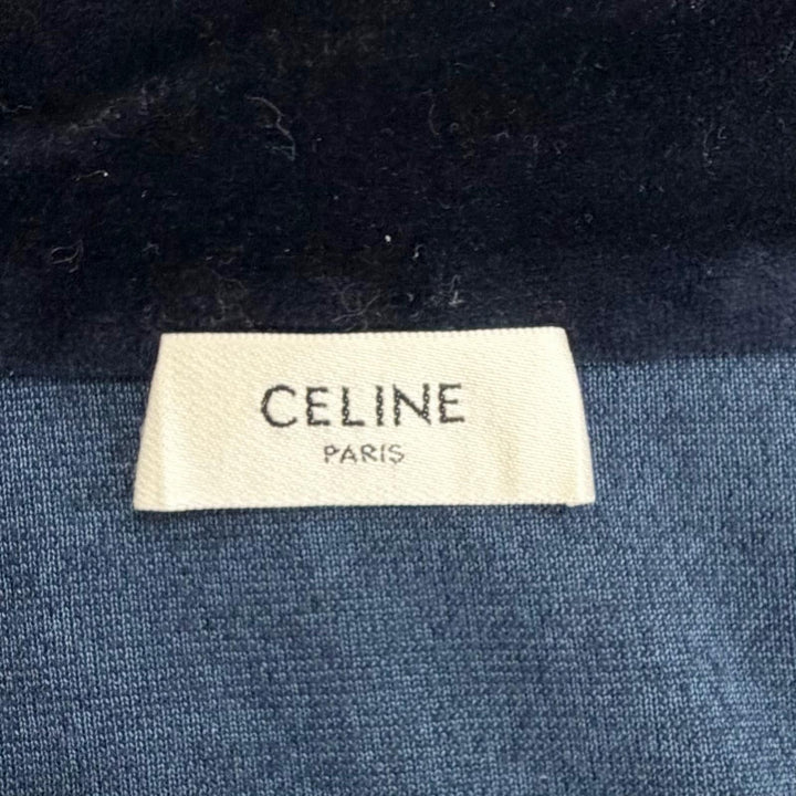 美品△CELINE セリーヌ 2Y168679I コットン トリオンフ ベルベット トラックジャケット ネイビー M イタリア製 正規品 メンズ