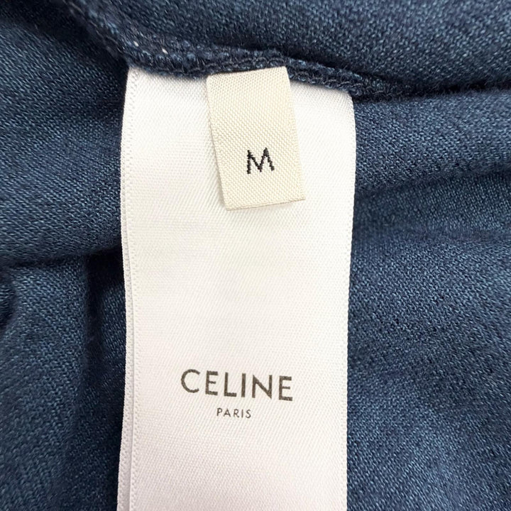 美品△CELINE セリーヌ 2Y168679I コットン トリオンフ ベルベット トラックジャケット ネイビー M イタリア製 正規品 メンズ