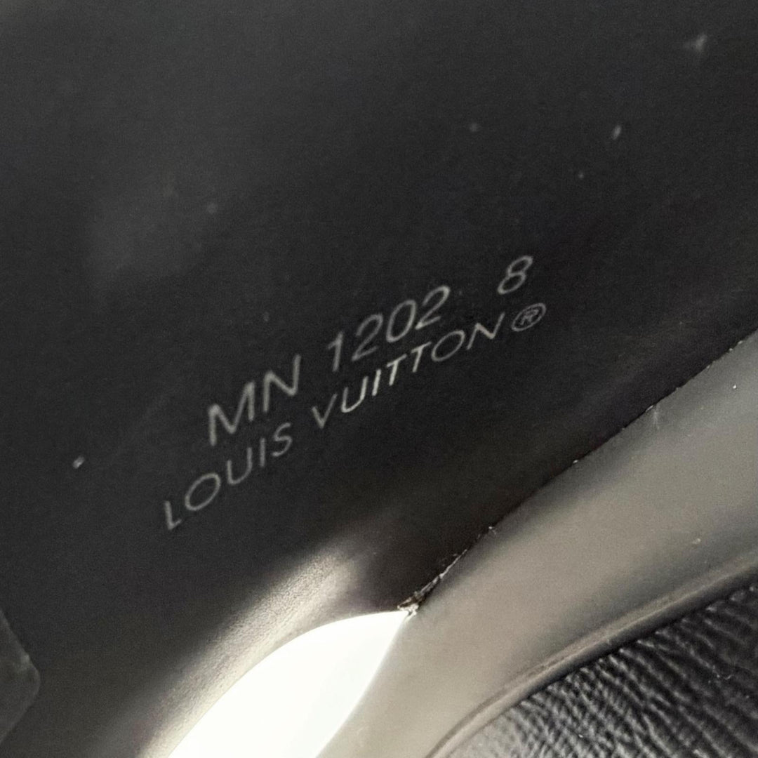 極美品△LOUIS VUITTON ルイヴィトン LV ウォーターフロント ライン ラバー ダミエ スライド サンダル ブラック 8 伊製 箱・保存袋付き