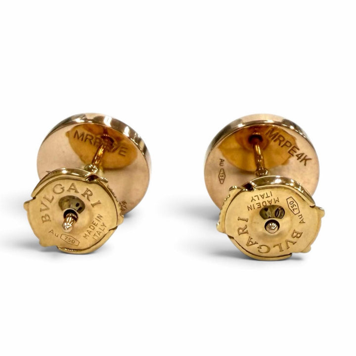 極美品★BVLGARI ブルガリ ブルガリブルガリ シェル ピアス 750(PG) ピンクゴールド ホワイト イタリア製 重量3.66g 箱・保存袋付き
