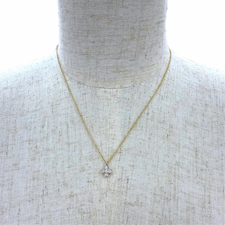 美品▼TIFFANY&amp;Co. ティファニー クルーシフォーム 750(YG) PT950 5Pダイヤモンド ネックレス イエローゴールド 重量2.2g レディース