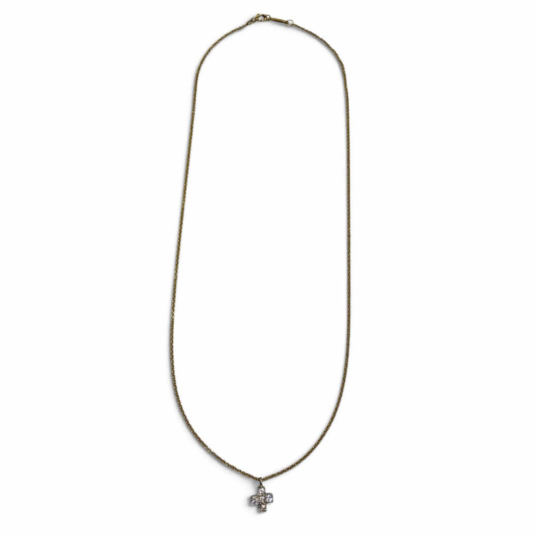 美品▼TIFFANY&amp;Co. ティファニー クルーシフォーム 750(YG) PT950 5Pダイヤモンド ネックレス イエローゴールド 重量2.2g レディース