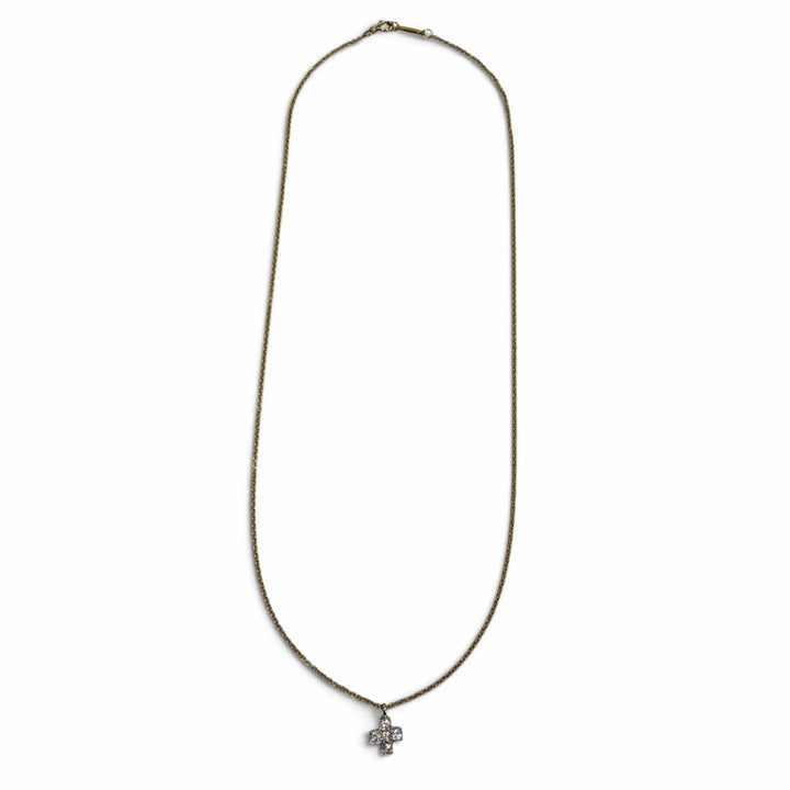 美品▼TIFFANY&amp;Co. ティファニー クルーシフォーム 750(YG) PT950 5Pダイヤモンド ネックレス イエローゴールド 重量2.2g レディース