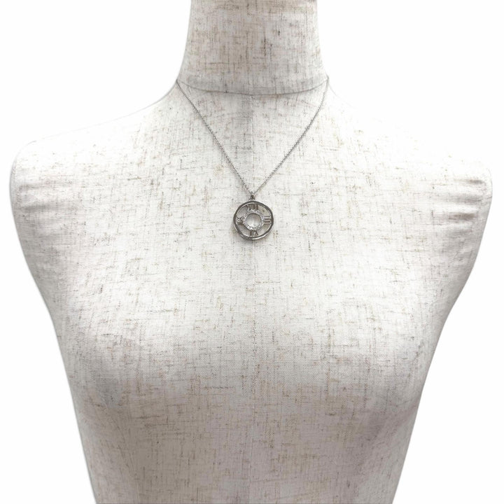 美品□TIFFANY&amp;Co. ティファニー 750 ダイヤモンド アトラス オープンメダリオン ネックレス ホワイトゴールド イタリア製 重量9.32g