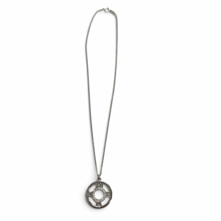 美品□TIFFANY&amp;Co. ティファニー 750 ダイヤモンド アトラス オープンメダリオン ネックレス ホワイトゴールド イタリア製 重量9.32g