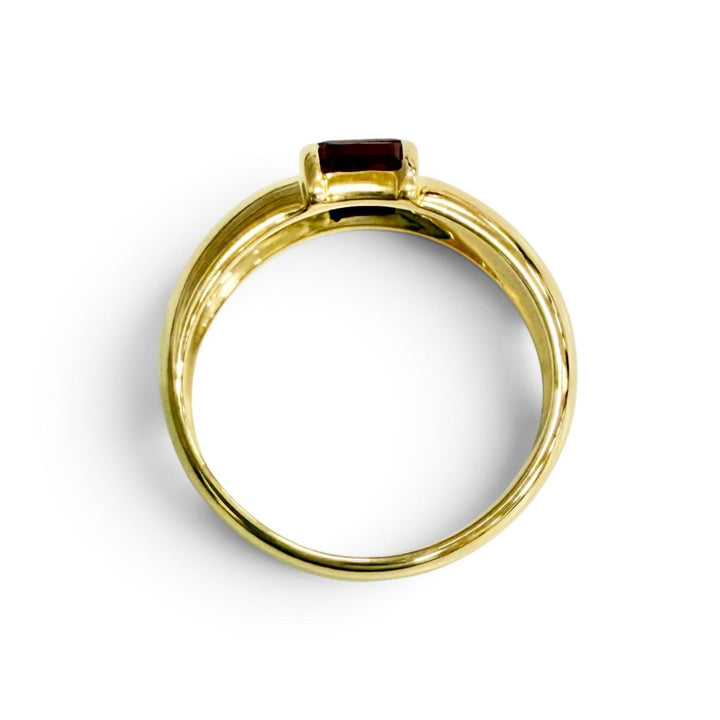 極美品△TIFFANY&amp;Co. ティファニー ヴィンテージ スタッキング 3Pルビー リング 指輪 750(YG) イエローゴールド JP7号 重量3.92g 箱付き