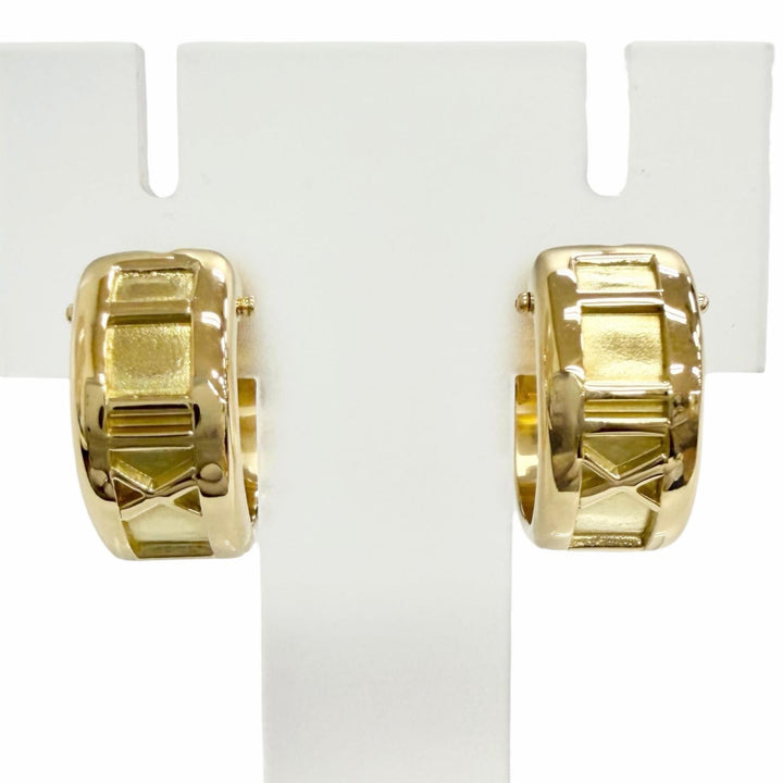 極美品△TIFFANY&amp;Co. ティファニー アトラス フープ ピアス アクセサリー 両耳用 750(YG) イエローゴールド 伊製 重量10.69g レディース
