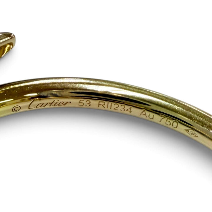 美品☆Cartier カルティエ RII234 ジュストアンクル SM リング AU750(YG) 指輪 イエローゴールド 53 JP15号相当 重量3.4g 箱付