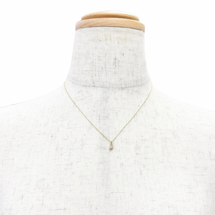 美品△TIFFANY&amp;Co. ティファニー ティアドロップ ミニ パヴェ ネックレス ダイヤモンド 750(YG) イエローゴールド 重量 2.24g レディース