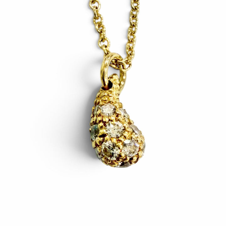 美品△TIFFANY&amp;Co. ティファニー ティアドロップ ミニ パヴェ ネックレス ダイヤモンド 750(YG) イエローゴールド 重量 2.24g レディース