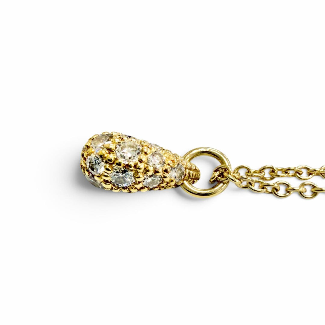 美品△TIFFANY&amp;Co. ティファニー ティアドロップ ミニ パヴェ ネックレス ダイヤモンド 750(YG) イエローゴールド 重量 2.24g レディース