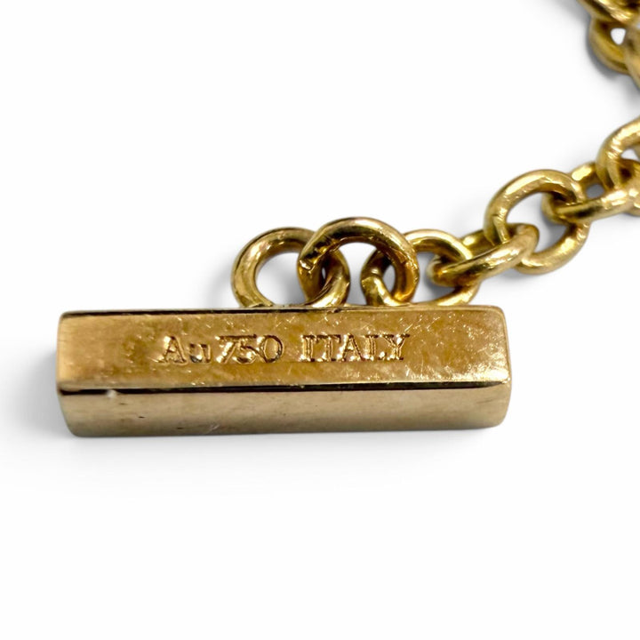 極美品□TIFFANY&amp;Co. ティファニー AU750 ダイヤモンド Tスマイル ミニ ブレスレット ピンクゴールド イタリア製 重量1.76g レディース