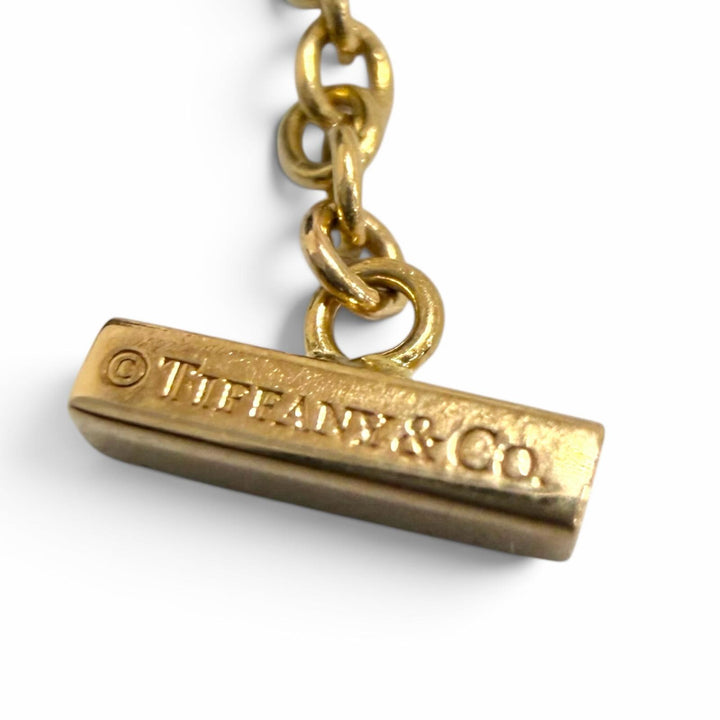 極美品□TIFFANY&amp;Co. ティファニー AU750 ダイヤモンド Tスマイル ミニ ブレスレット ピンクゴールド イタリア製 重量1.76g レディース