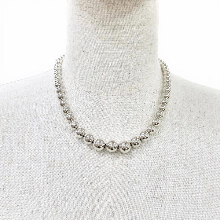 美品△TIFFANY&amp;Co. ティファニー ハードウェア グラジュエイテッド ボール ネックレス 925 アクセサリー シルバー 重量27g レディース