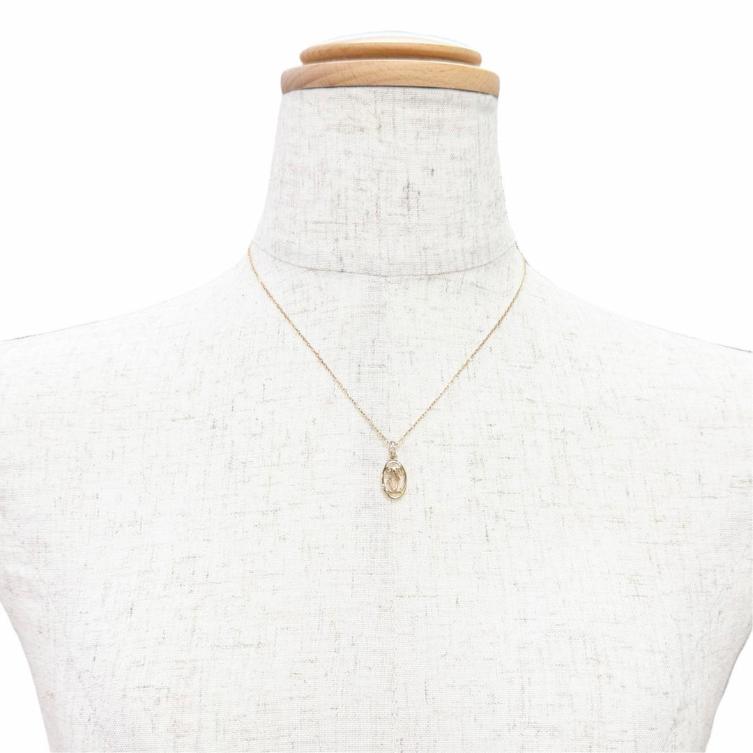 美品△Cartier カルティエ SZ7496 750 ダイヤモンド ロゴ ドゥーブルC 5Pダイヤモンド ネックレス 750(PG) ピンクゴールド 重量4.08g