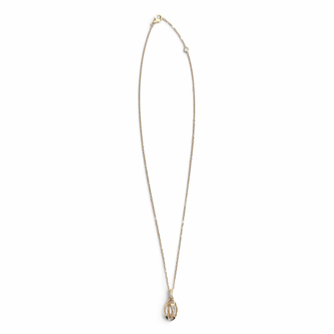 美品△Cartier カルティエ SZ7496 750 ダイヤモンド ロゴ ドゥーブルC 5Pダイヤモンド ネックレス 750(PG) ピンクゴールド 重量4.08g