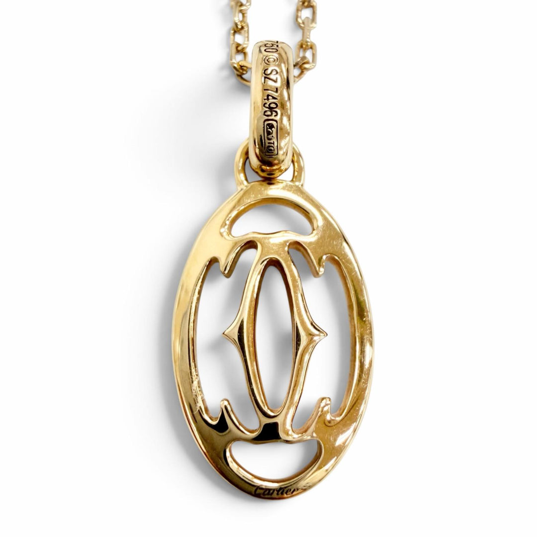 美品△Cartier カルティエ SZ7496 750 ダイヤモンド ロゴ ドゥーブルC 5Pダイヤモンド ネックレス 750(PG) ピンクゴールド 重量4.08g