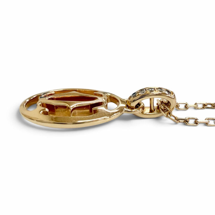 美品△Cartier カルティエ SZ7496 750 ダイヤモンド ロゴ ドゥーブルC 5Pダイヤモンド ネックレス 750(PG) ピンクゴールド 重量4.08g
