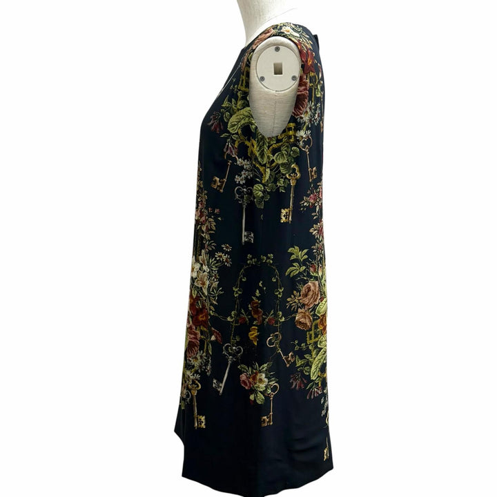 未使用品★DOLCE&amp;GABBANA ドルチェ＆ガッバーナ F6NA7T フローラルプリント ノースリーブ ワンピース ブラック 42 イタリア製 正規品