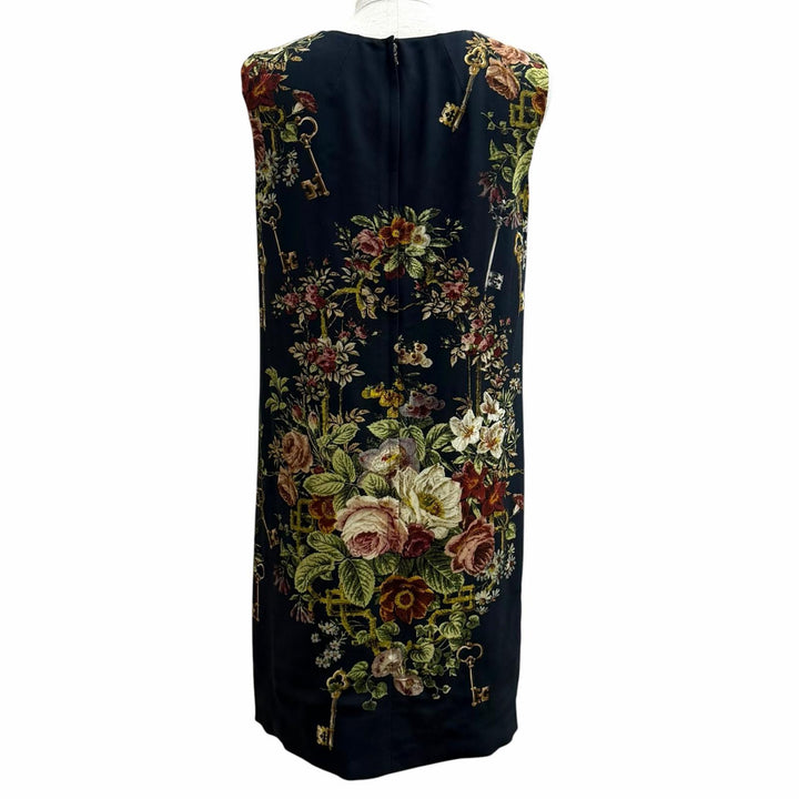未使用品★DOLCE&amp;GABBANA ドルチェ＆ガッバーナ F6NA7T フローラルプリント ノースリーブ ワンピース ブラック 42 イタリア製 正規品