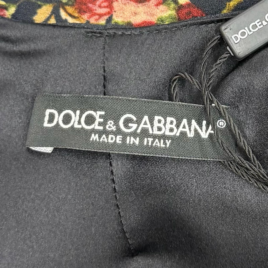 未使用品★DOLCE&amp;GABBANA ドルチェ＆ガッバーナ F6NA7T フローラルプリント ノースリーブ ワンピース ブラック 42 イタリア製 正規品