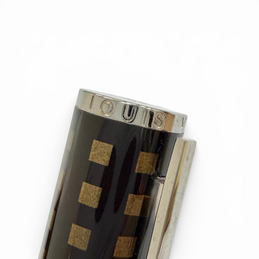 極美品△LOUIS VUITTON ルイヴィトン ジェットラック ダミエ ツイスト式 ボールペン ダークブラウン ブラウン 仏製 筆記確認済み 箱付き