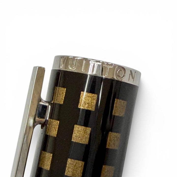 極美品△LOUIS VUITTON ルイヴィトン ジェットラック ダミエ ツイスト式 ボールペン ダークブラウン ブラウン 仏製 筆記確認済み 箱付き