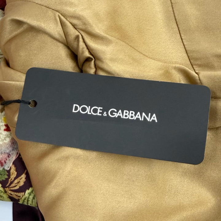 未使用品★DOLCE&amp;GABBANA ドルチェ＆ガッバーナ F6NJ0T シルク ウール混 フローラルプリント 七分袖 ワンピース ボルドー 36 正規品
