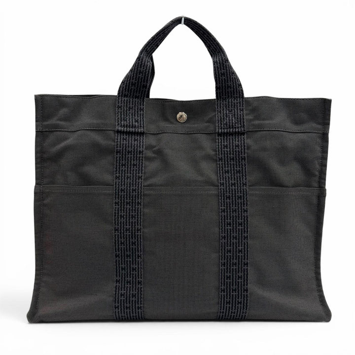 美品★HERMES エルメス エールラインMM セリエボタン トートバッグ ハンドバッグ 鞄 グレー フランス製 レディース