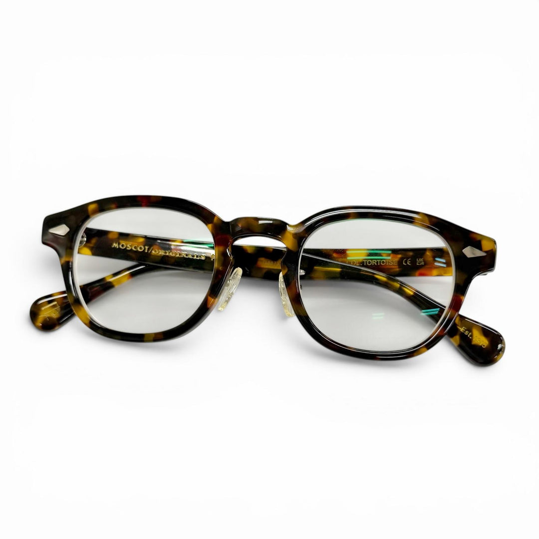 極美品△MOSCOT モスコット LEMTOSH レムトッシュ ウェリントン ベッコウ柄 メガネ 眼鏡 アイウェア ハバナ ブラウン 46□24-145 度入り