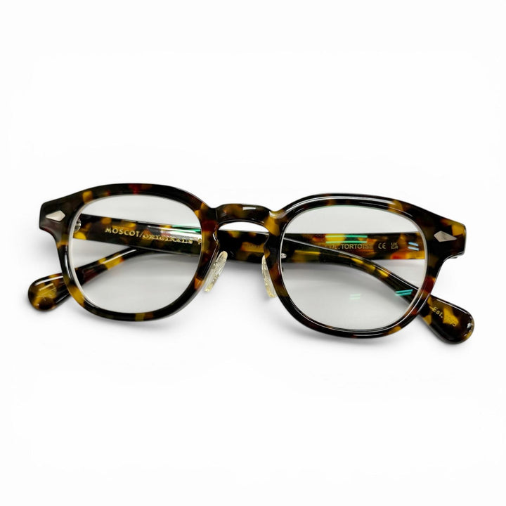 極美品△MOSCOT モスコット LEMTOSH レムトッシュ ウェリントン ベッコウ柄 メガネ 眼鏡 アイウェア ハバナ ブラウン 46□24-145 度入り